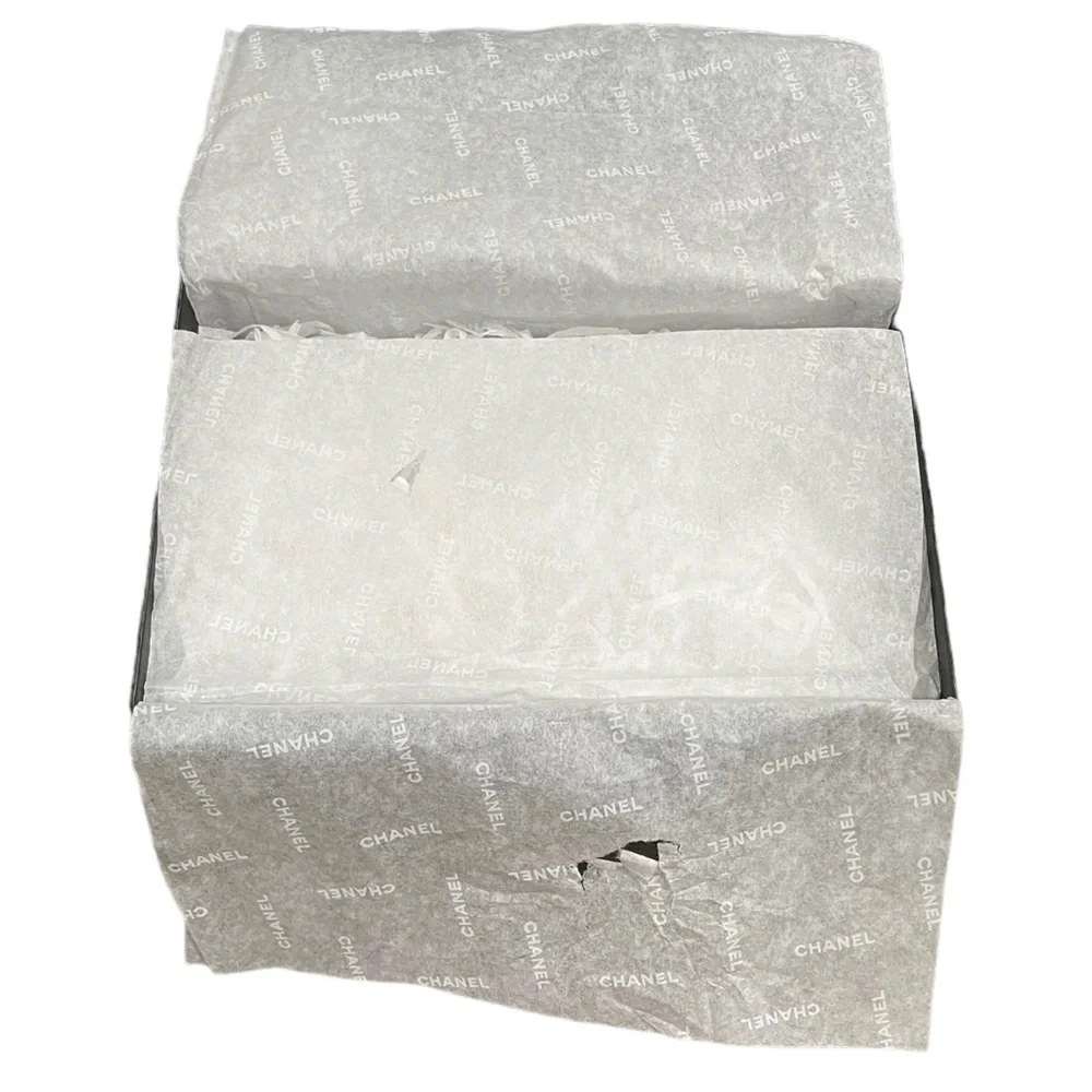 CHANEL White Black Box with Stuffing & Wrapping Paper